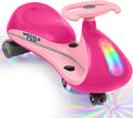 Coche eléctrico de 12 V, Wiggle Car para niños con luz intermitente inferior, 2 velocidades, juguetes de paseo para niños con calcomanía, 9 modos de color, ruedas intermitentes, Bluetooth