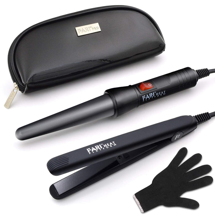 FARI Kit de rizador de pelo de viaje y mini plancha plana 2 en 1, j...