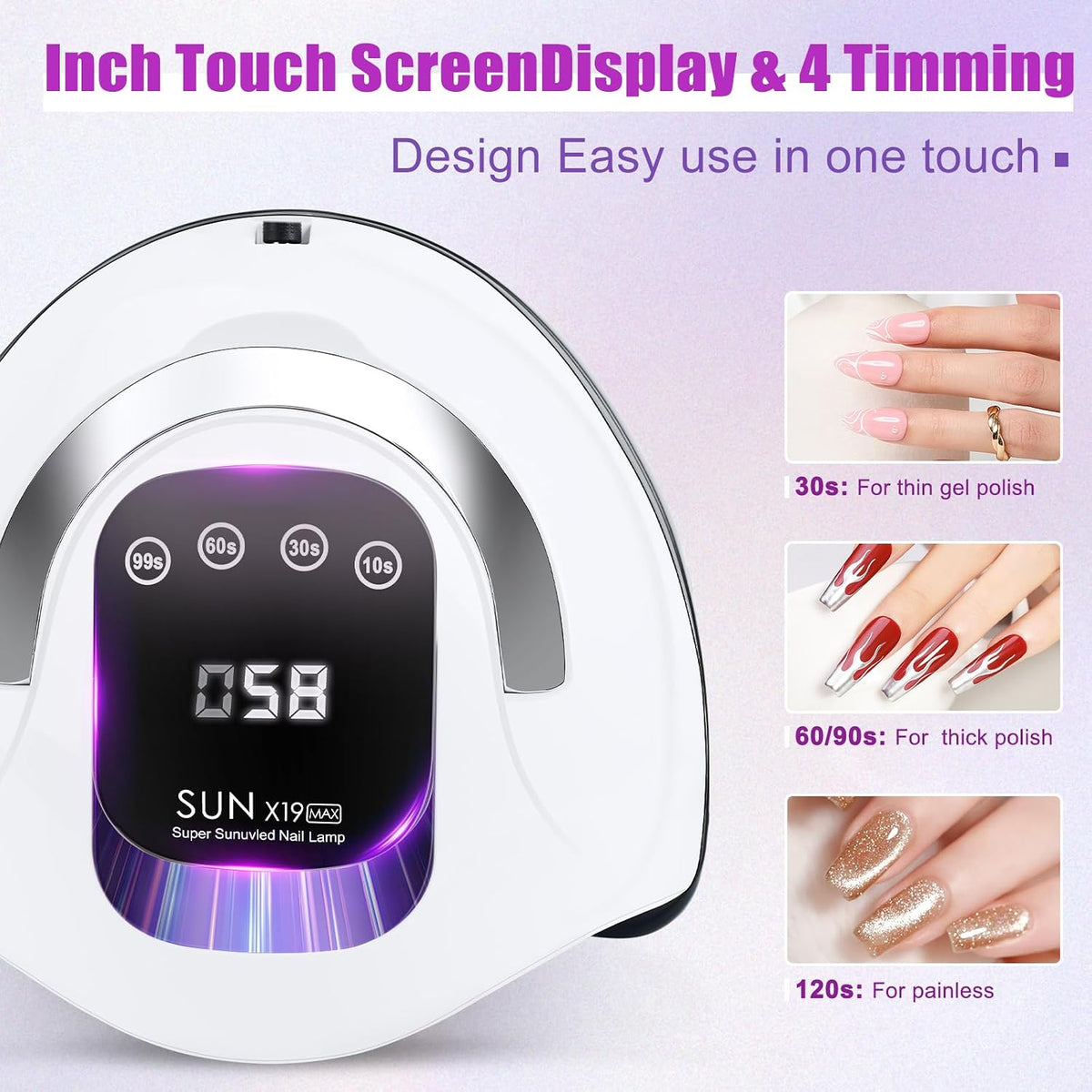 Wisdompark Lámpara de uñas LED UV de 320 W, secador de uñas para es...