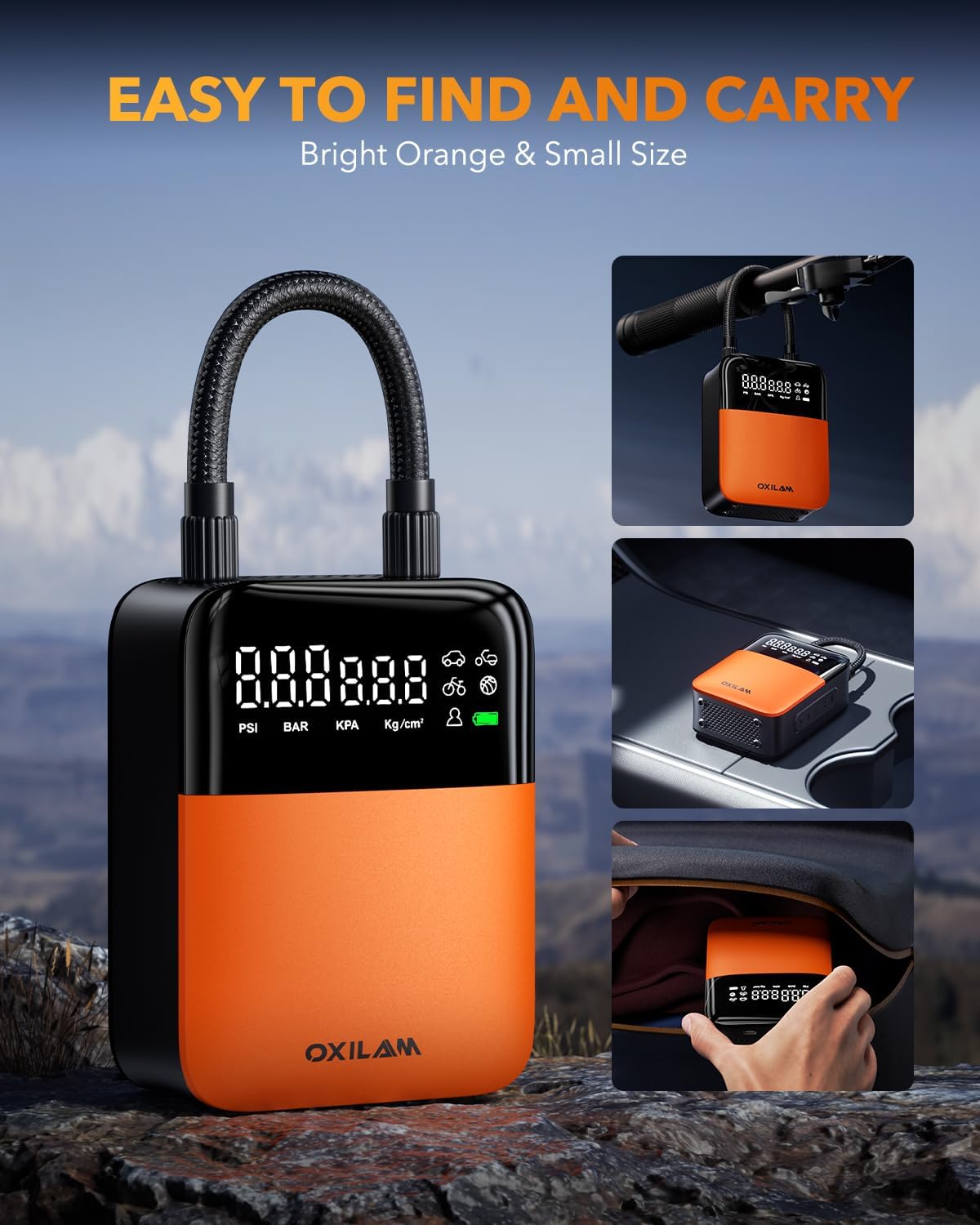 OXILAM Compresor de aire portátil para inflador de neumáticos C1, b...