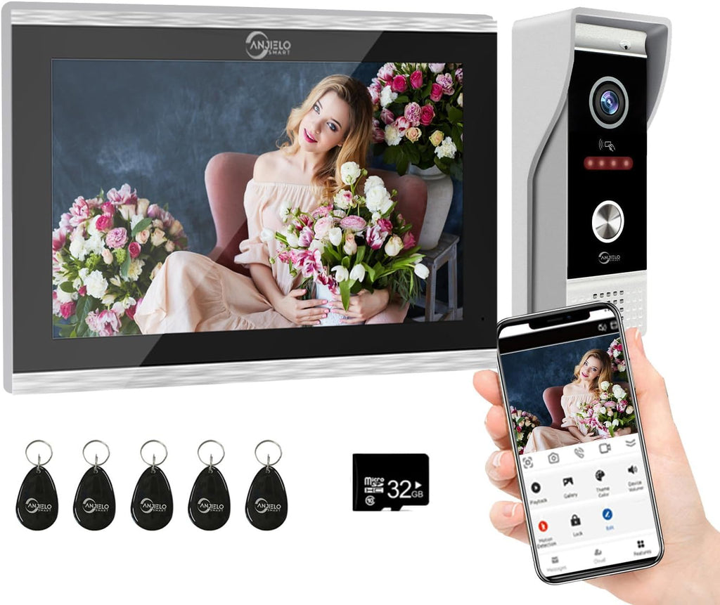TUYA - Timbre de video con cable, sistema de intercomunicación de apartamento, monitor táctil completo de 10 pulgadas, cámara de timbre de puerta de 1080P, WiFi para casa inteligente, intercomunicador