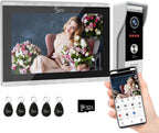 TUYA - Timbre de video con cable, sistema de intercomunicación de apartamento, monitor táctil completo de 10 pulgadas, cámara de timbre de puerta de 1080P, WiFi para casa inteligente, intercomunicador