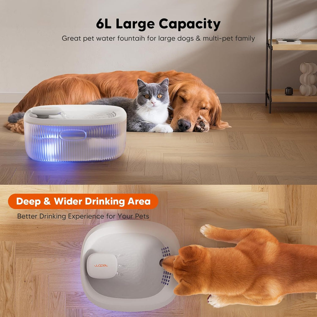 WOPET Fuente de agua para perros grandes, fuente automática de agua para perros y gatos, dispensador de agua para mascotas con 2 filtros, bomba ultra silenciosa, ideal para perros grandes, gatos y