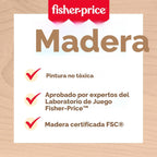 Fisher-Price Wood Pretend Play Coffee Shop & Toy Register, juego de comida de madera de 20 piezas para niños preescolares a partir de 3 años