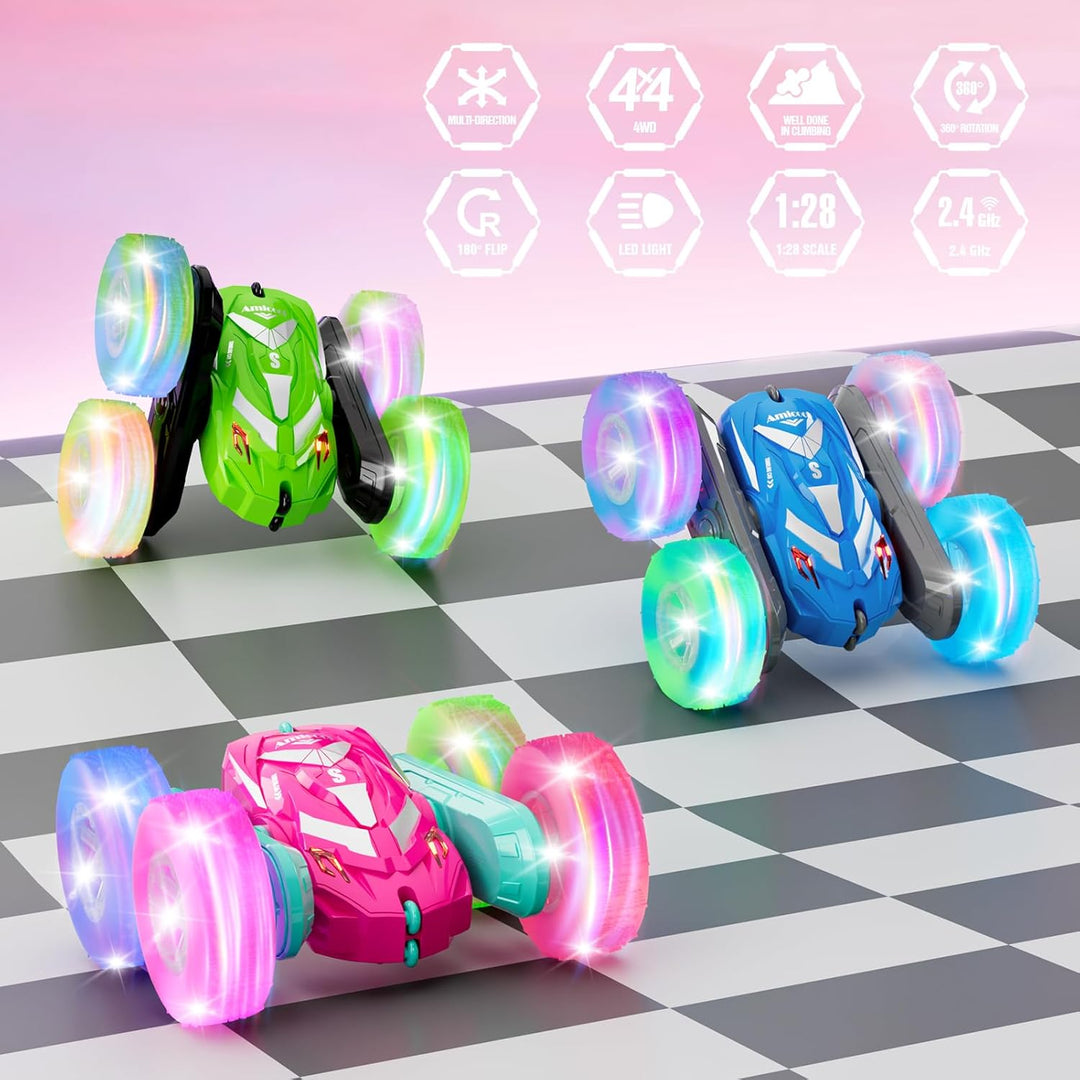 Amicool - Auto de control remoto para niñas de 6 a 12 años con luz...