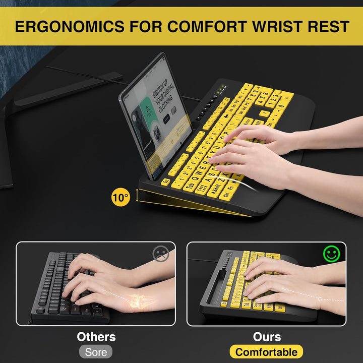 SABLUTE Teclados de computadora de letra grande, USB con cable de a...