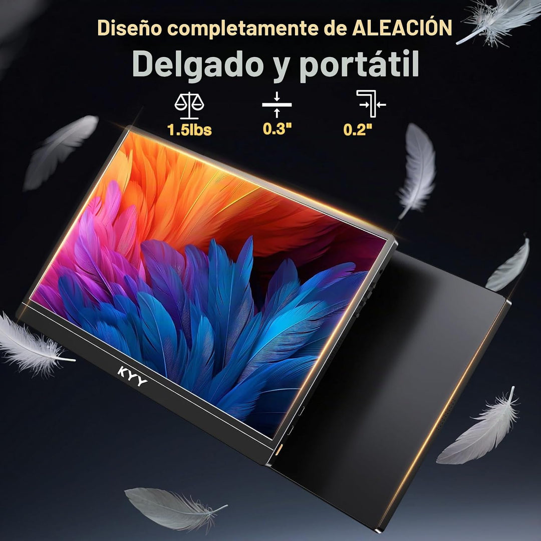 KYY Monitor portátil 4K \u2013 Pantalla de viaje UHD IPS de 15.6 pu...