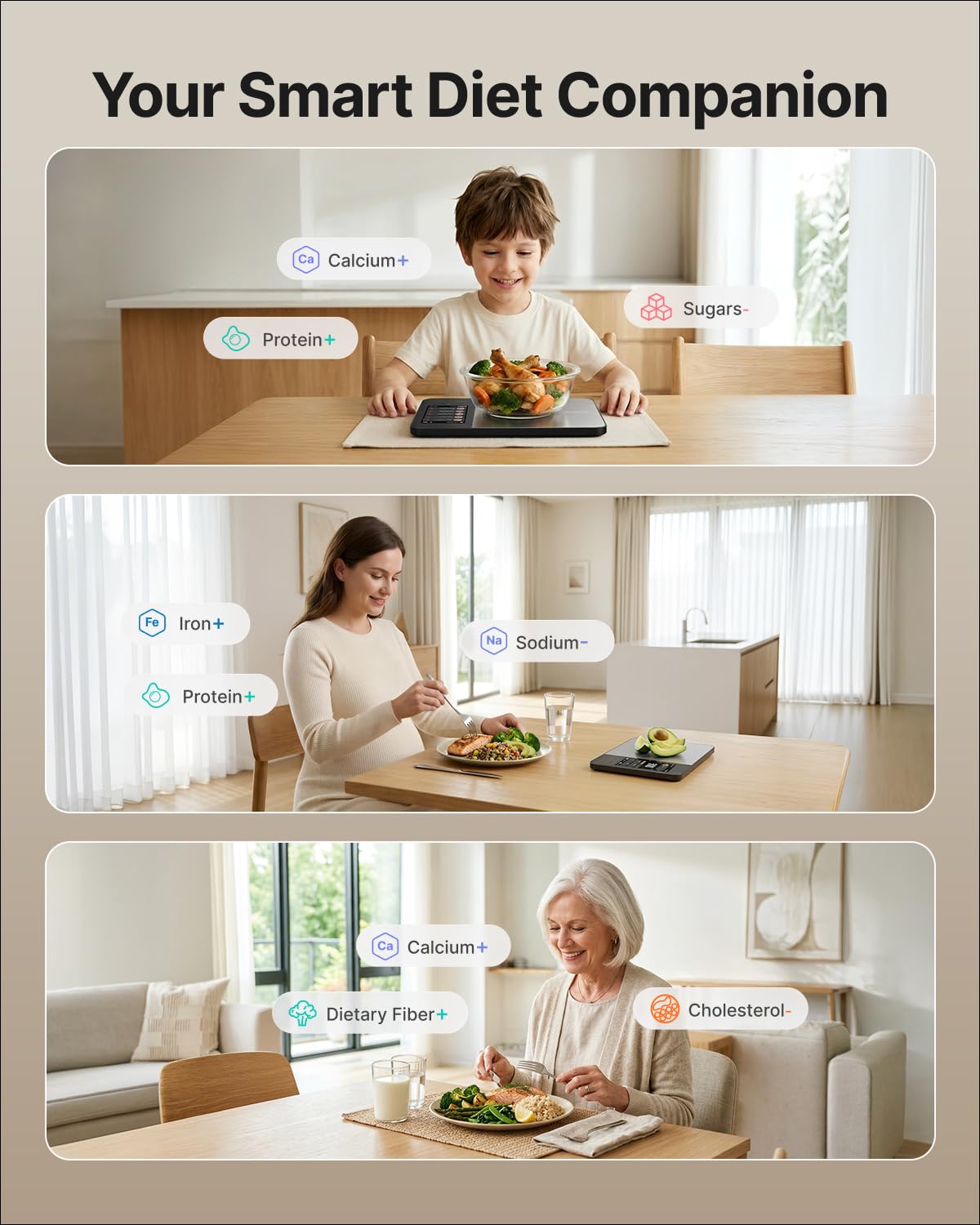 RENPHO Báscula de alimentos inteligente recargable con calculadora
