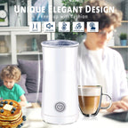 Espumador de leche simple y vaporizador de leche 2 en 1 con espuma de leche caliente y leche caliente para latte, macchiato, capuchino, blanco (mediano)
