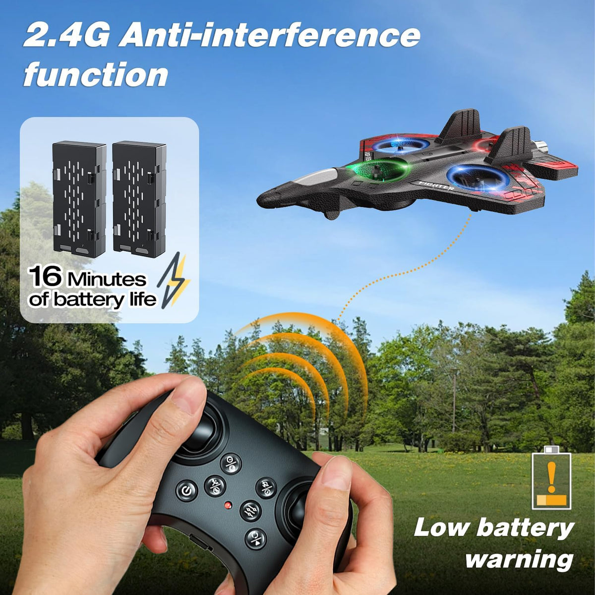 Lovovia Aviones de control remoto de espuma, aviones RC con luz, av...