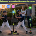 Juego de béisbol 4 en 1 iluminado, juguetes de pelota T, regalo deportivo