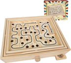 Juego de laberinto de madera, juego de mesa de laberinto de inclinación de bola de mármol, juego de equilibrio de mesa y juguete para niños y adultos