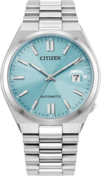 CITIZEN TSUYOSA Reloj automático de pulsera de acero inoxidable y esfera azul cielo 1.575 in NJ0151-53M
