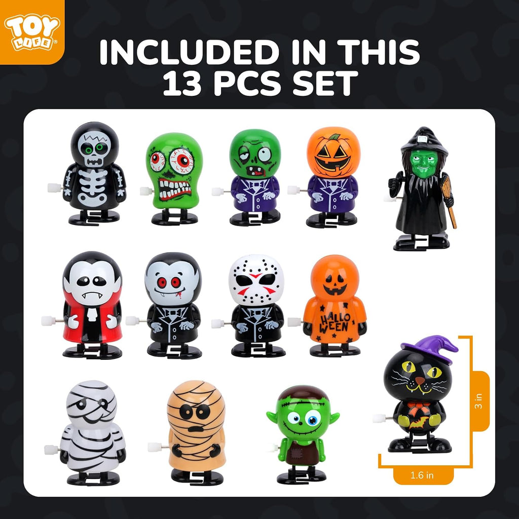 TOY Life 13 piezas de juguetes de cuerda de Halloween, regalos de fiesta de Halloween para niños pequeños, juguetes a granel de Halloween para bolsas de golosinas, rellenos de bolsas de golosinas de