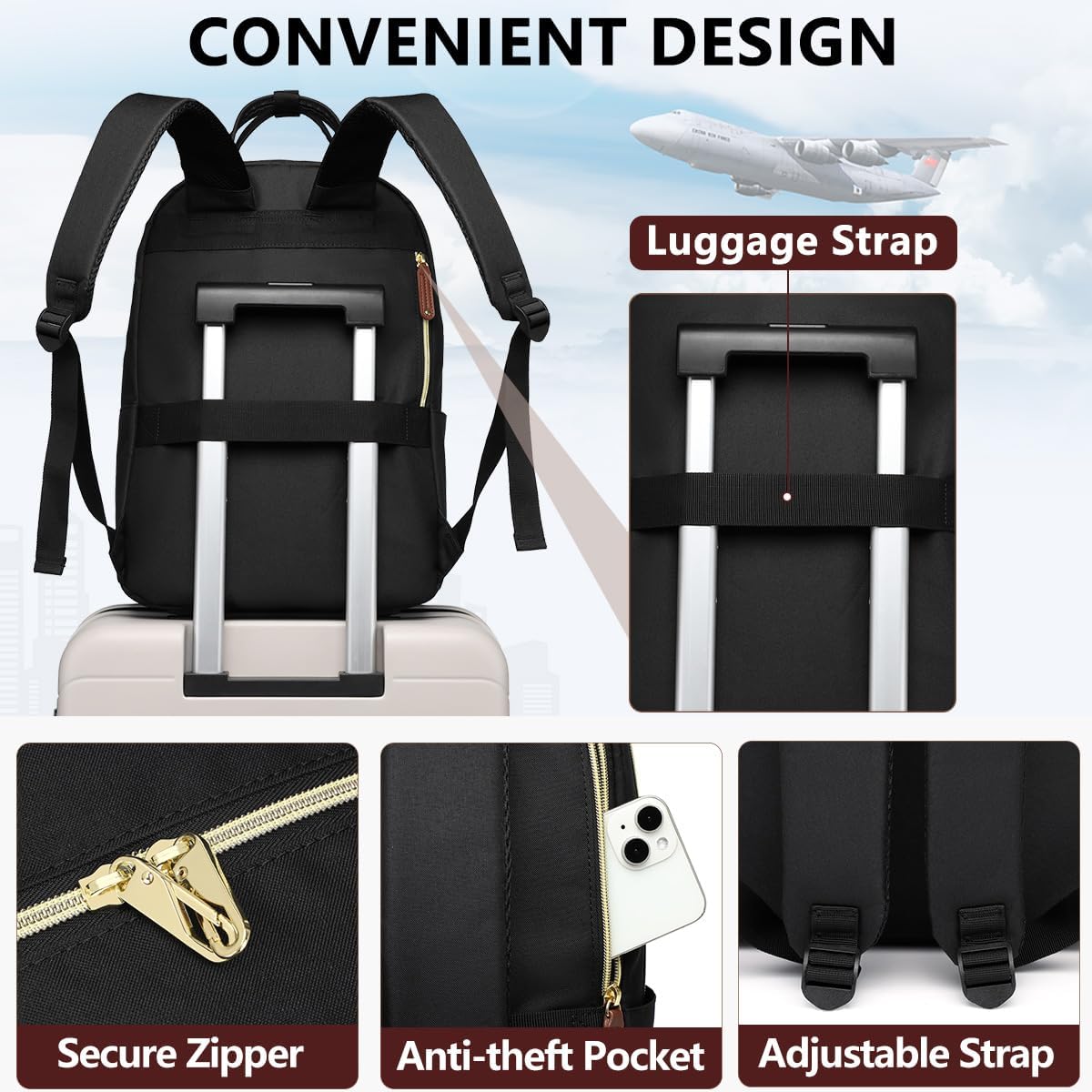 Mochila para laptop para mujer, bolsa de trabajo de 15.6 pulgadas c...
