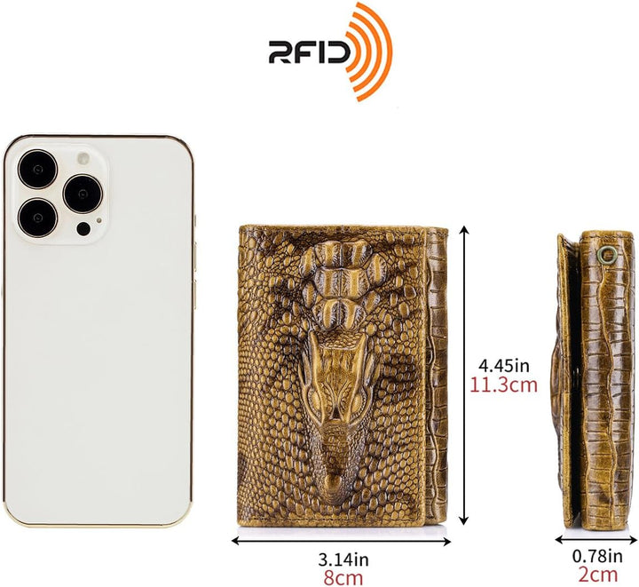 Steel Lion - Cartera de piel de vaca auténtica para hombre, diseño...