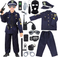 Skirfy Kit de Disfraz de Policía de 16 Piezas para Niños, Disfraz de Oficial de Policía para Niños, Kit de Rol de Disfraz de Policía para Niños, Disfraz de Halloween para Niños