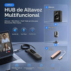 Altavoz de conferencia para PC y portátil, altavoz Bluetooth con reducción de ruido AI, captación de voz de 360°, USB-C Plug and Play, compatible con Zoom, Microsoft Teams, Skype y Webex
