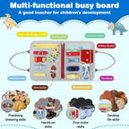 Juguete Montessori para niños y niñas, regalos de cumpleaños, juguete sensorial de viaje para autismo, actividad educativa, libro sensorial ocupado para aprender habilidades motoras finas, gris