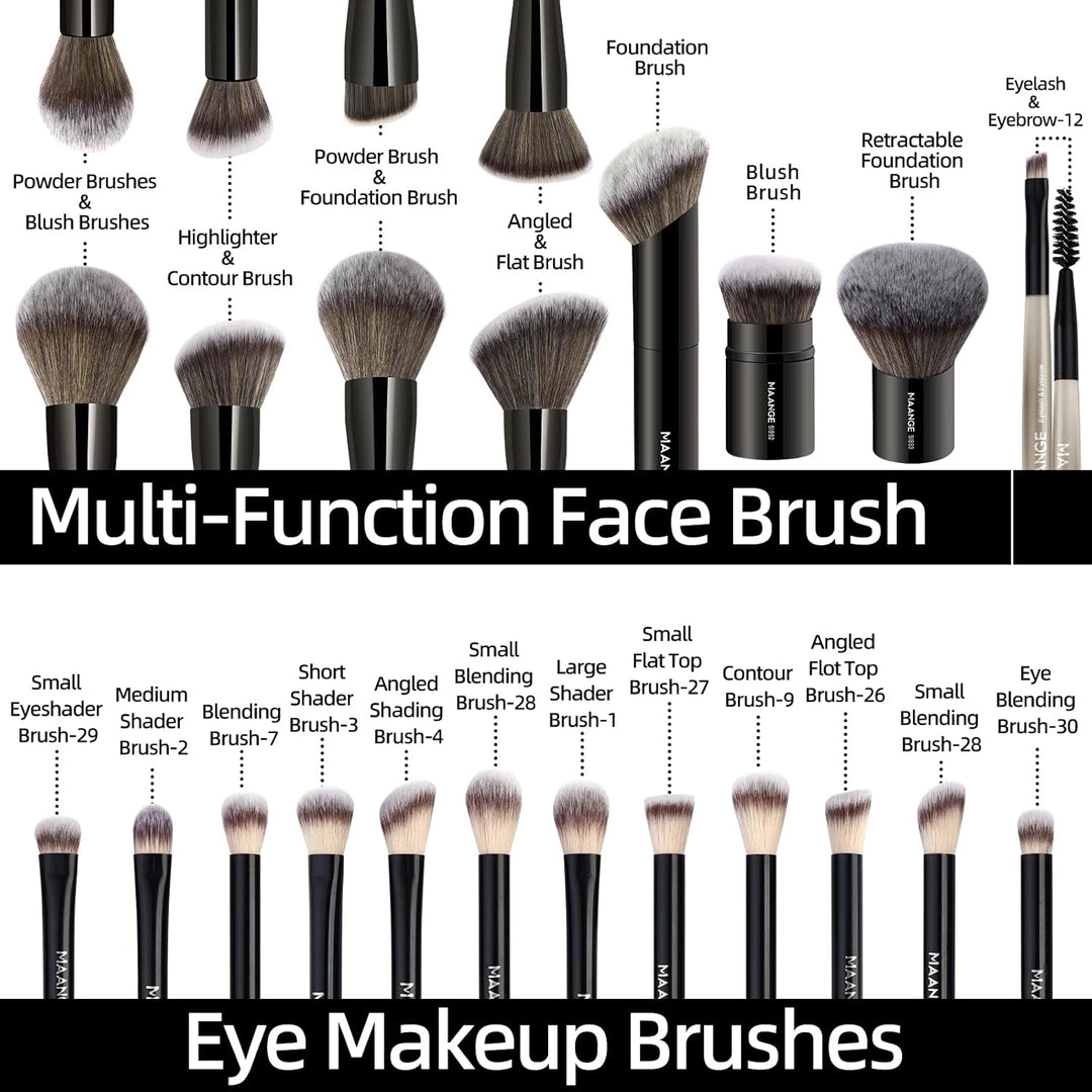 MAANGE Juego de 20 brochas de maquillaje para base, brocha Kabuki d...