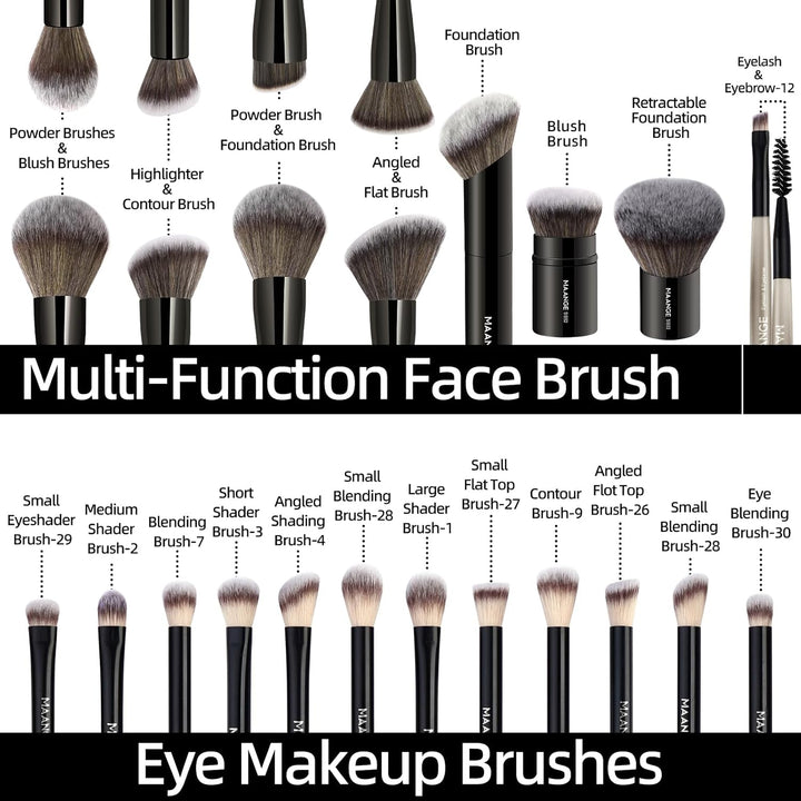 MAANGE Juego de 20 brochas de maquillaje para base, brocha Kabuki d...