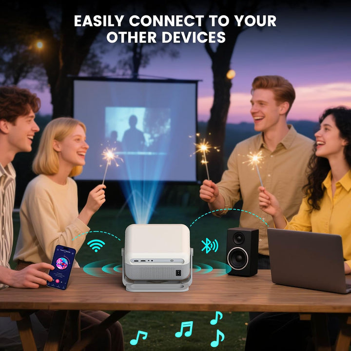 【Compatible con Netflix y Native 1080P】Mini proyector con WiFi y Bl...