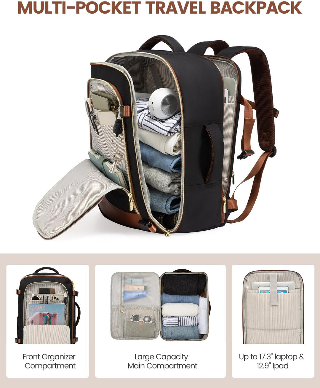LOVEVOOK Mochila de viaje para mujer, mochila de transporte de 40 L...