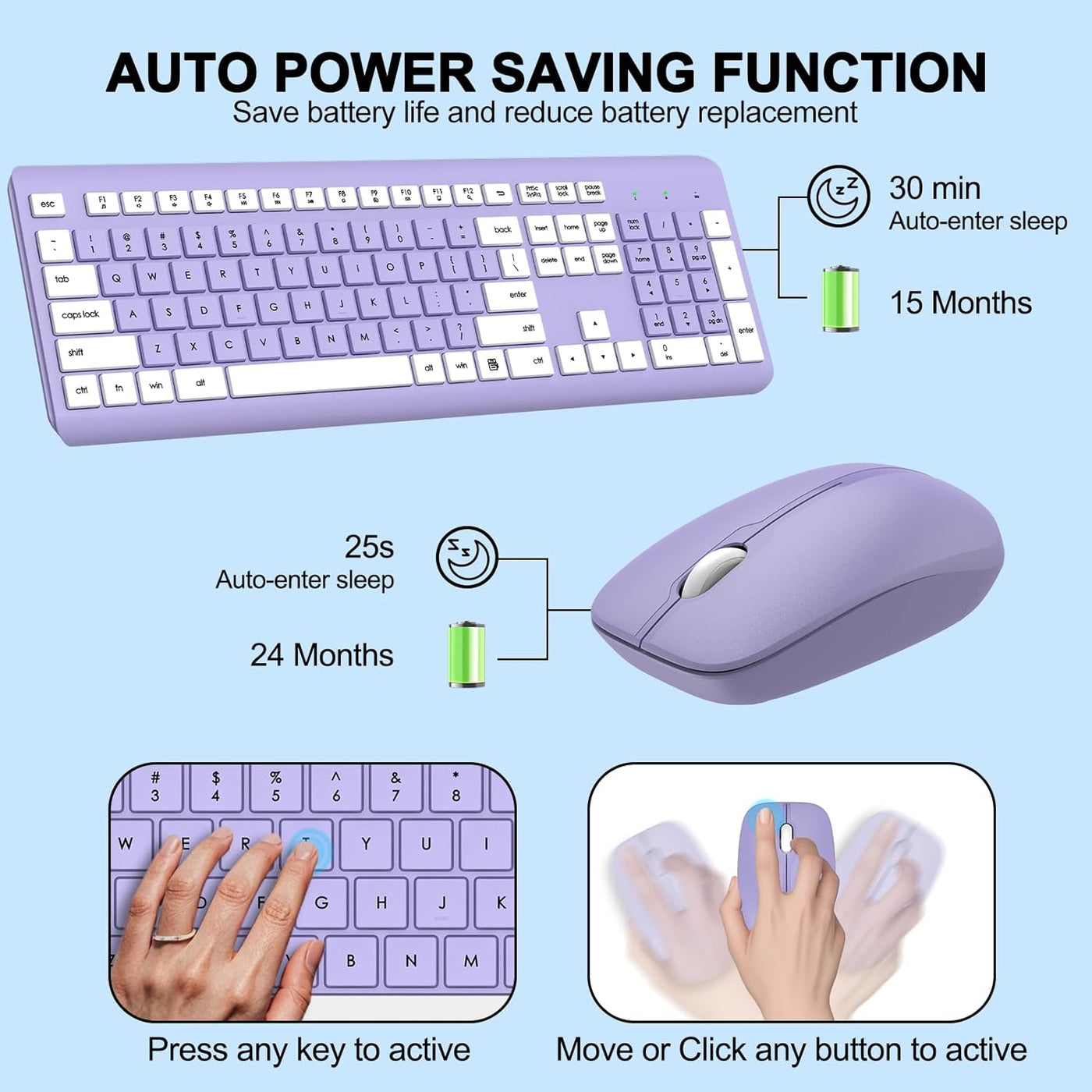 Combo de teclado y mouse inalámbricos, teclado silencioso de tamaño...