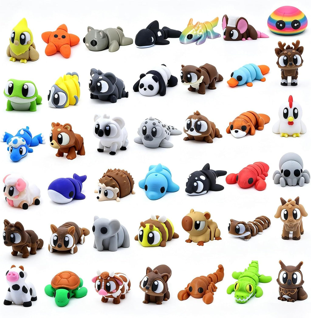 Juego de 50 mini figuras de animales impresos en 3D, juguetes para ansiedad