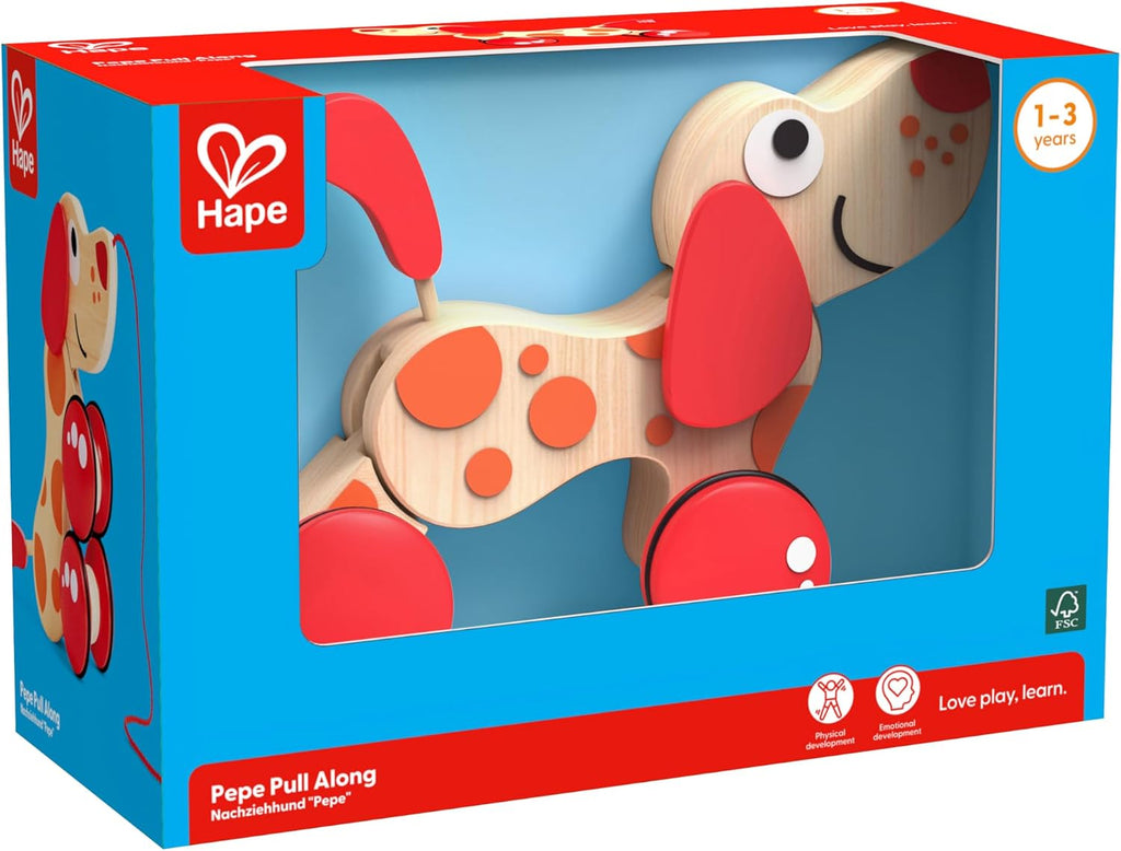 Hape Walk-A-Long Puppy Juguete de Arrastre de Madera