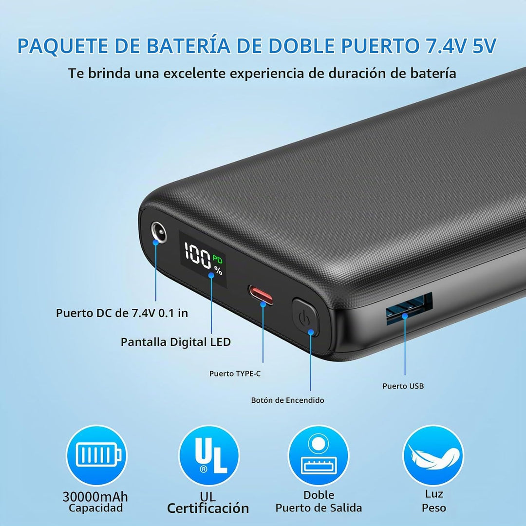 MOSILA Paquete de Batería para Chaleco Calefactado de 30000mAh 7.4V...