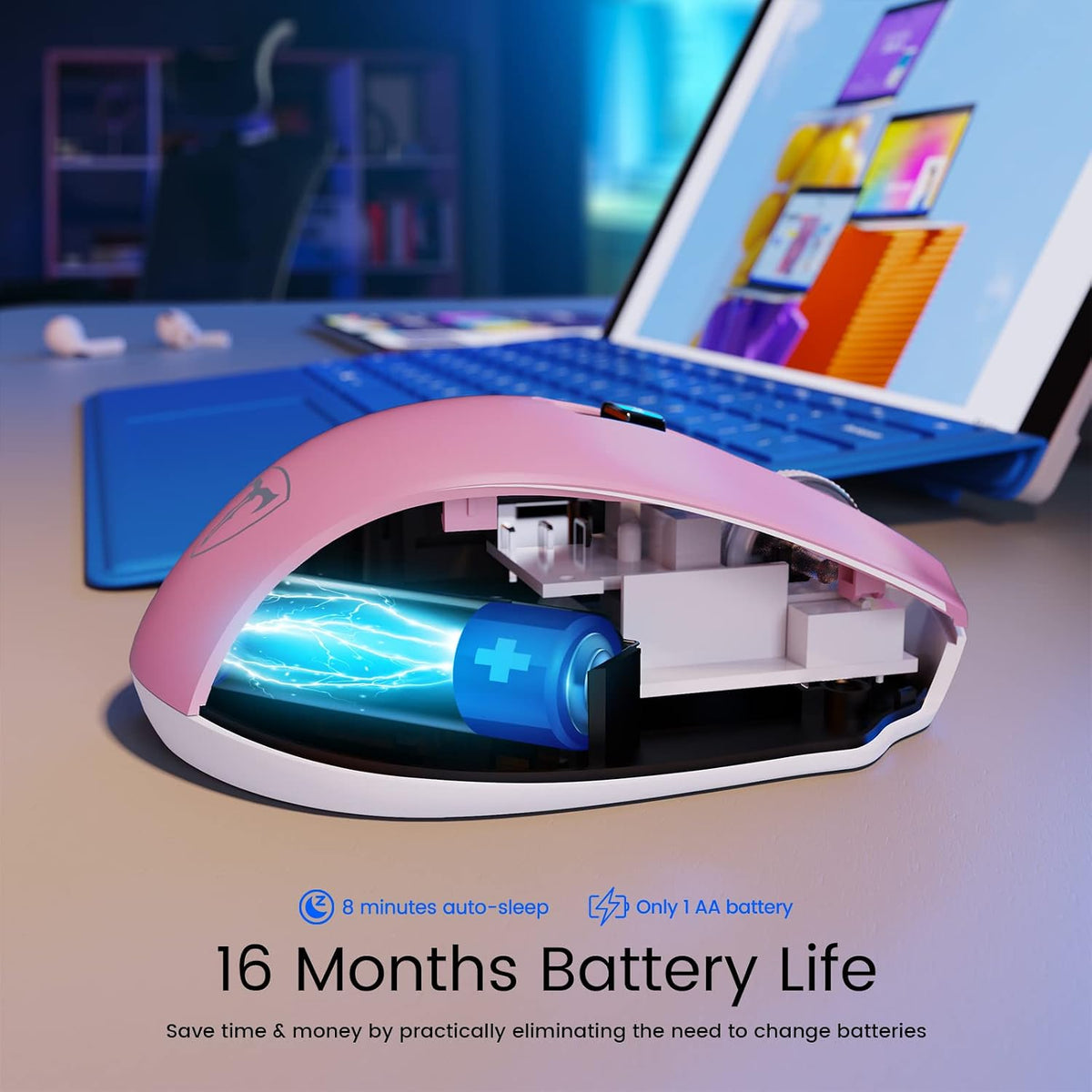 HOTWEEMS D-09 - Ratón inalámbrico para laptop, ergonómico Plus, mou...