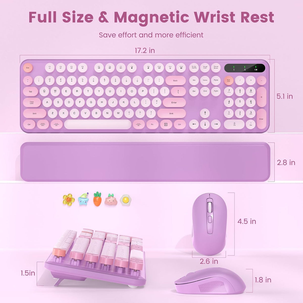 Combo de teclado y mouse inalámbricos con teclas redondas, teclado...