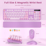 Combo de teclado y mouse inalámbricos con teclas redondas, teclado...