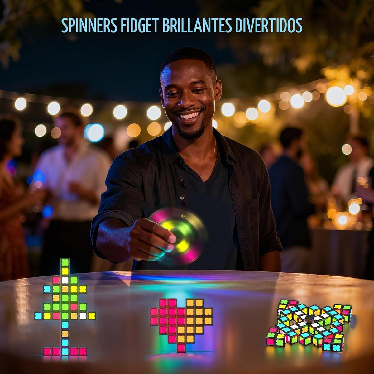 Gyro Antiestrés Magnético Mini-38 Bloques, Cubo Magnético Brilla 4 en 1 Juguete