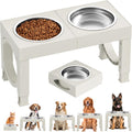 XIAZ Cuencos elevados para perros de razas grandes, soporte para tazones elevados para perros, tamaño grande/mediano, acero inoxidable, para alimentos, agua, 5 alturas ajustables de 9/11/12/14 pulgadas, estación de platos para comederos para mascotas