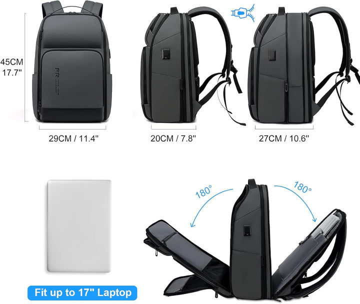 Mochila para portátil de 17 pulgadas para hombre de FENRUIEN, Gris,...