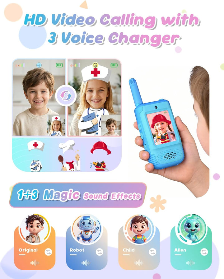 Walkie Talkies de video para niños, paquete de 2 con 3 cambiadores...