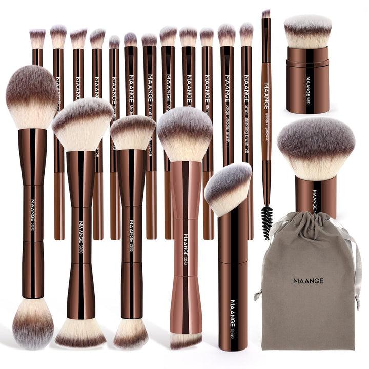 MAANGE Juego de 20 brochas de maquillaje de base, brocha de contorn...