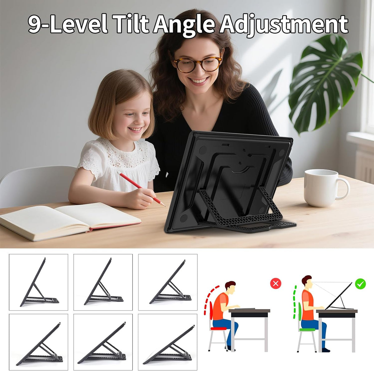 TOHETO Tablero de luz recargable A4 con soporte, almohadilla de luz magnética súper brillante con botones laterales, caja de luz inalámbrica para rastrear y dibujar
