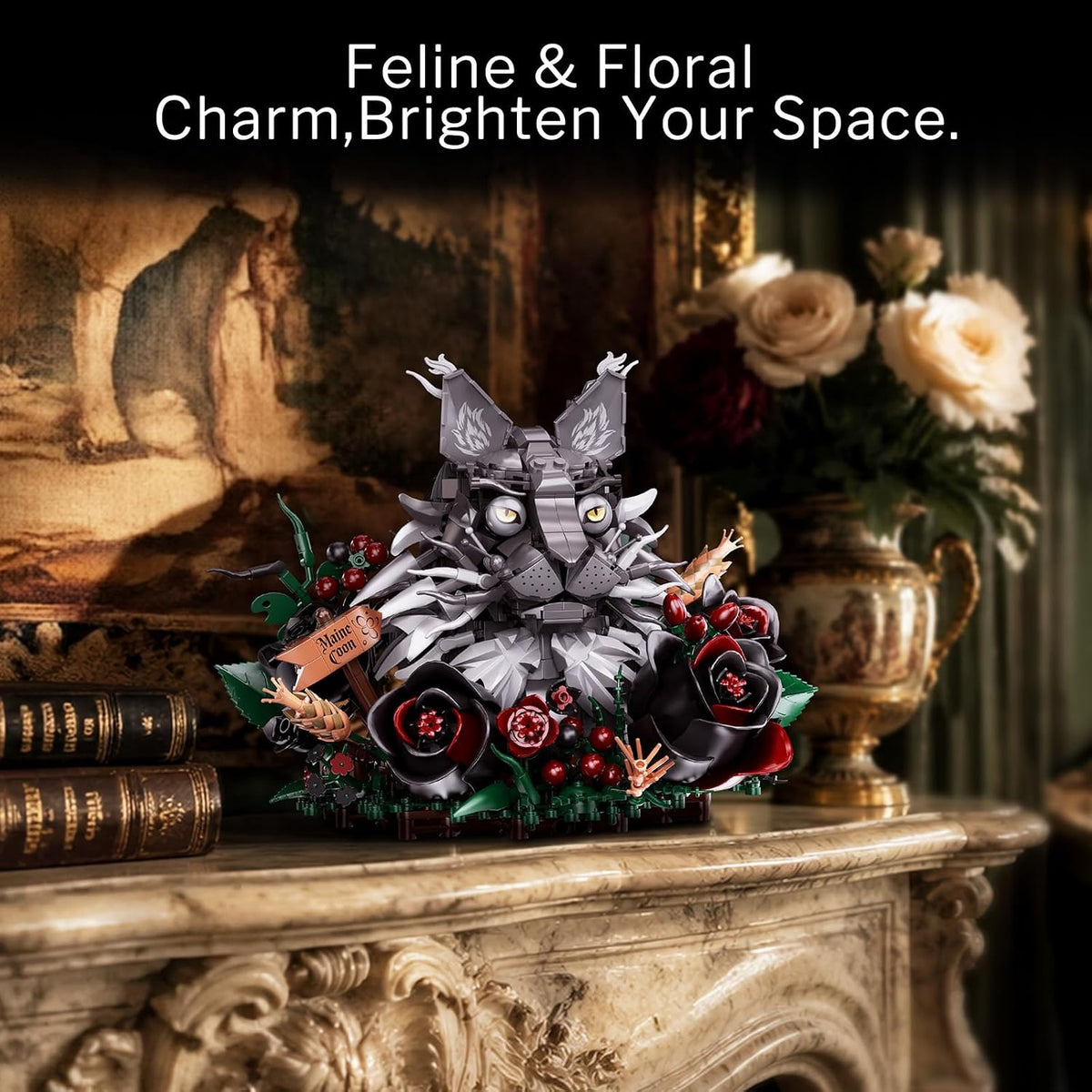 Gothic Maine Coon - Juego de construcción para gatos, ramo de rosas felinas