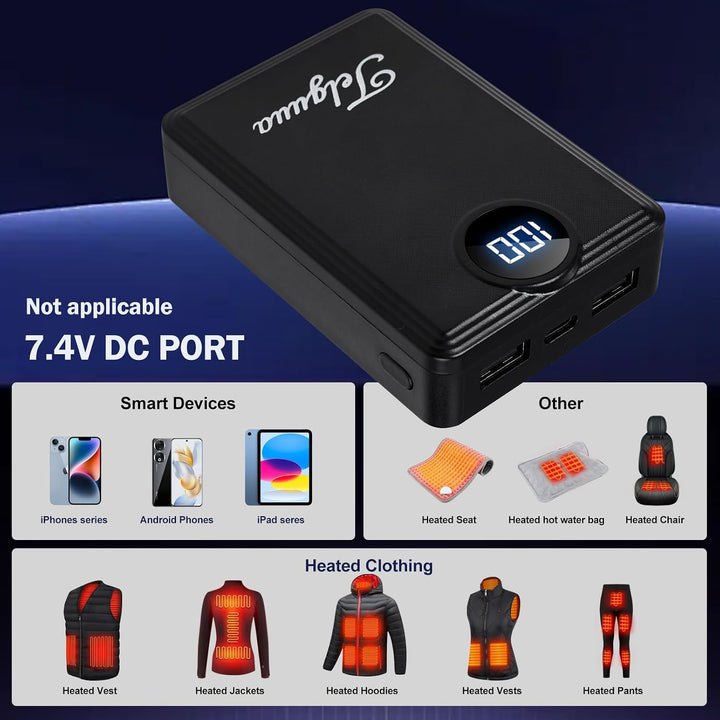 Telguua Paquete de batería de chaleco térmico de 12000 mAh, batería...