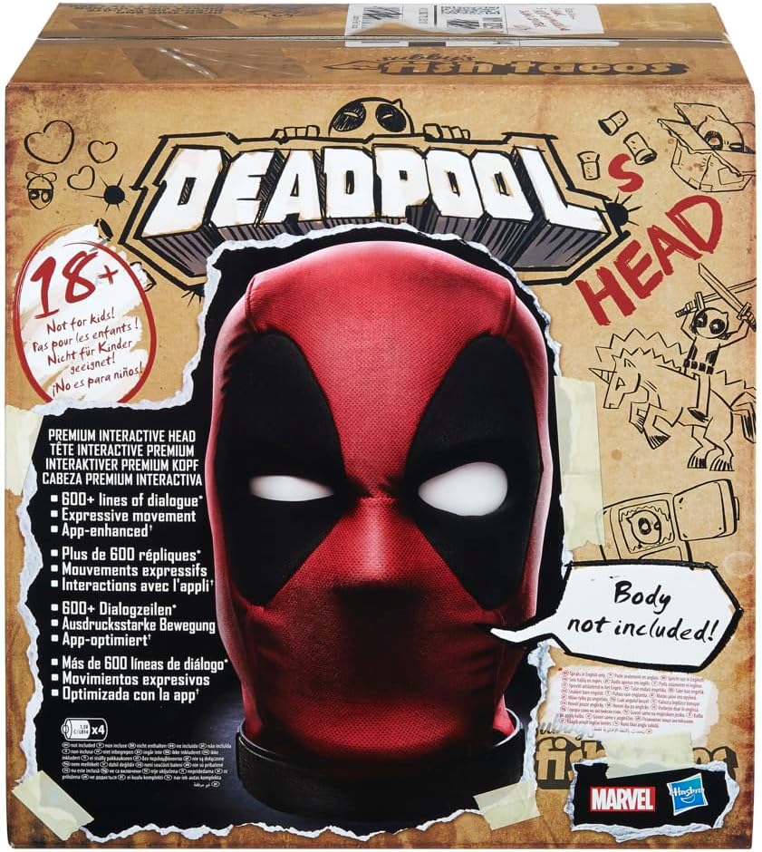 Marvel Legends Cabeza Premium Interactiva de Deadpool, Electrónica con Movimiento y Habla, Mejorada con App, Coleccionable para Adultos, con Más de 600 Efectos de Sonido y Frases