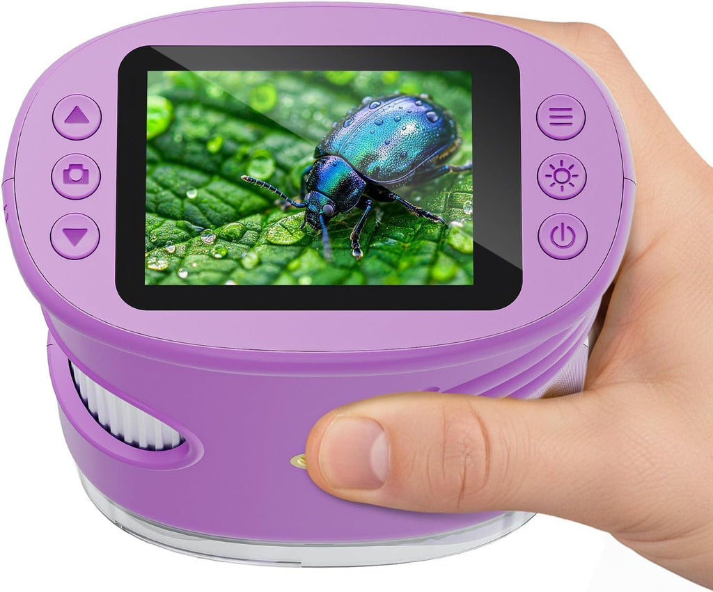 Microscopio para niños, pantalla de 2.0 pulgadas, microscopio digital 1000X para niños, mini microscopios de mano de bolsillo para niños, regalo de festival de cumpleaños, juguetes divertidos