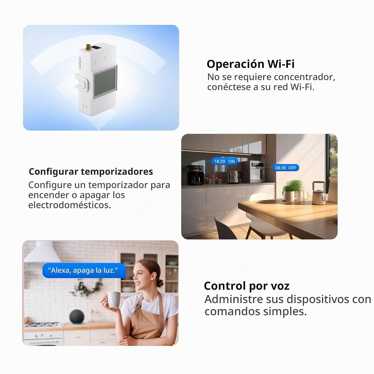 SONOFF POWCT - Medidor de potencia inteligente, interruptor conectado WiFi con protección contra sobrecarga, monitoreo de energía en tiempo real, pantalla LCD, funciona con Amazon Alexa/Google Home/IFTTT