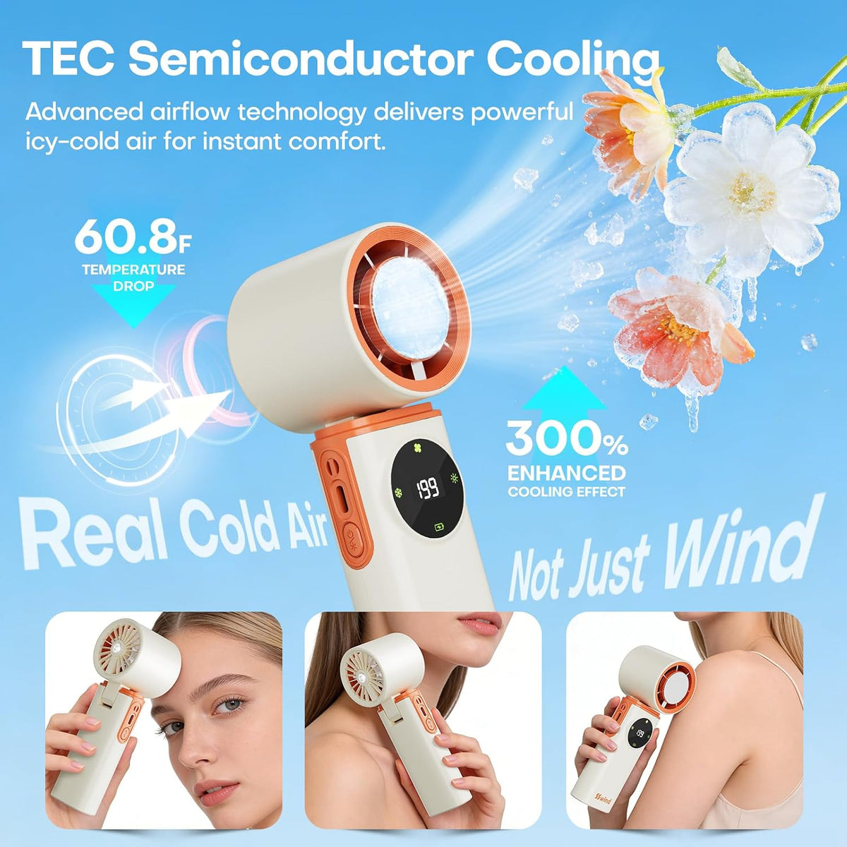 SSWind Ventilador portátil de mano de 6000 mAh con refrigeración po...