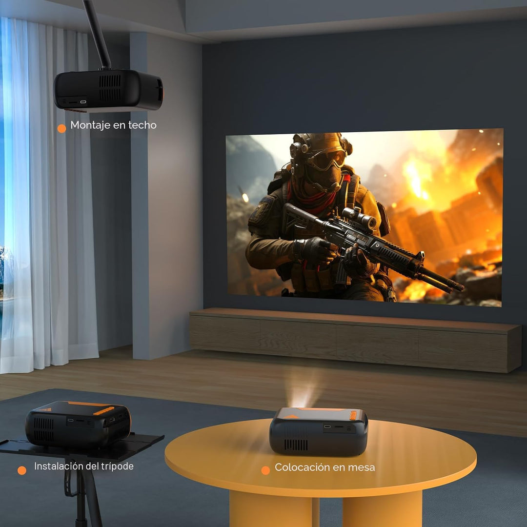 Mini proyector de video con WiFi Bluetooth, proyector de película p...