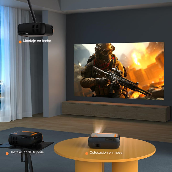 Mini proyector de video con WiFi Bluetooth, proyector de película p...