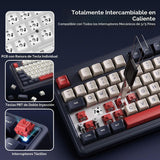 AUSDOM Teclado mecánico Bluetooth inalámbrico H98, BT5.3\/Type-C\/2...