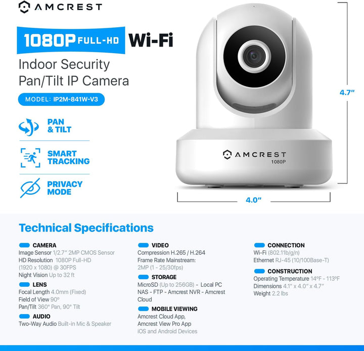 Paquete de 2 cámaras de seguridad Amcrest ProHD 1080P WiFi\/inalámb...